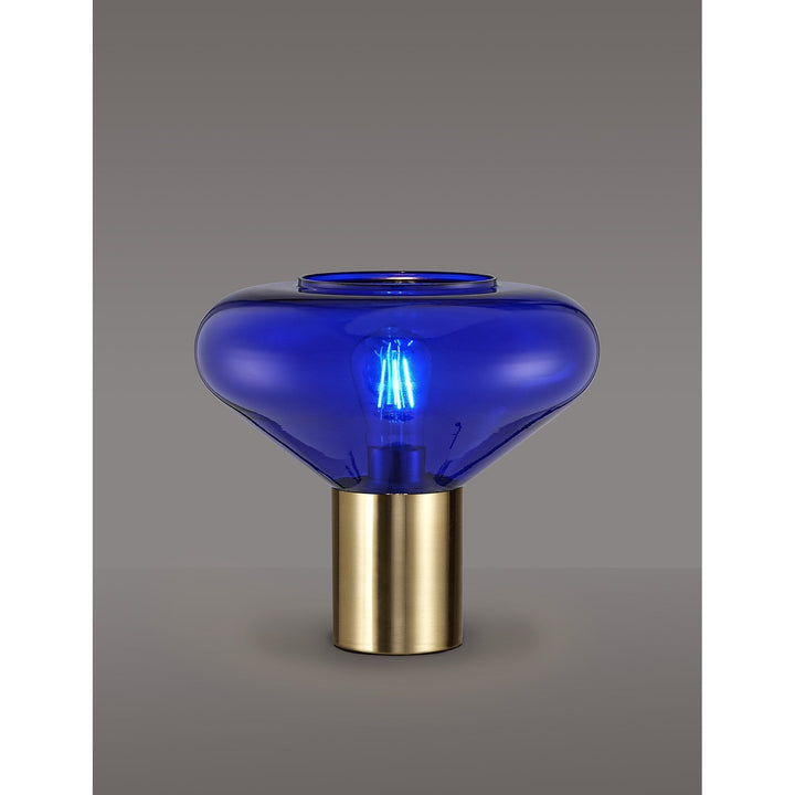 Nelson Lighting NLK10649 Olivia 1 Light Table Lamp Ancient Brass Blue