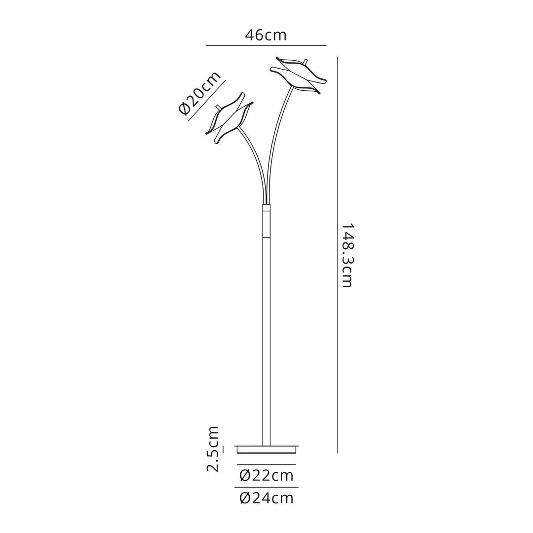 Nelson Lighting NL73459 Padwa 2 LED Floor Lamp Polished Chrome