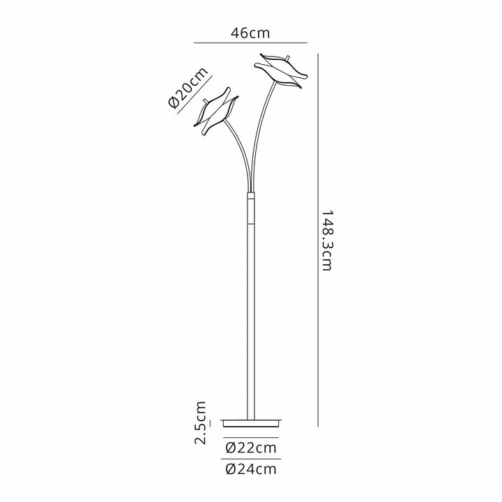 Nelson Lighting NL73459 Padwa 2 LED Floor Lamp Polished Chrome