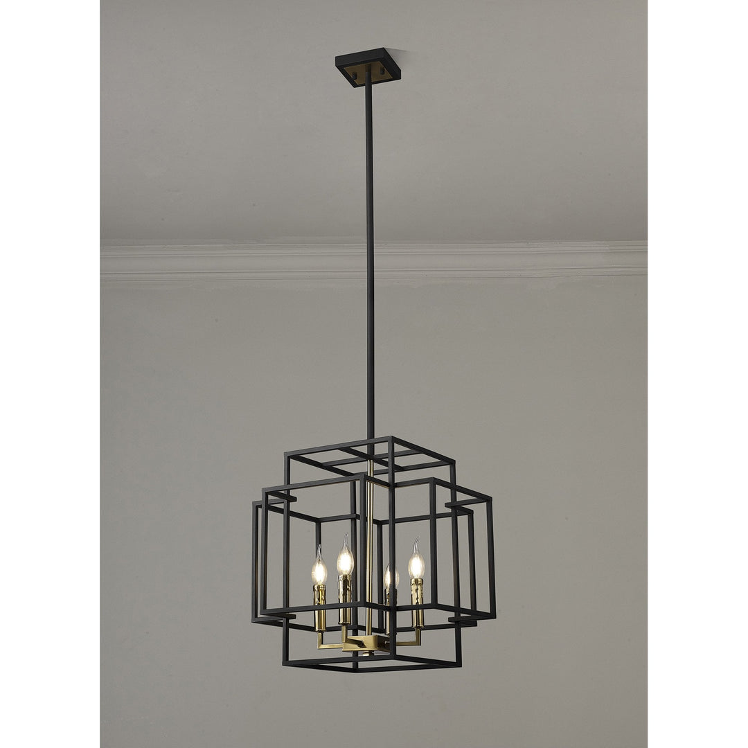 Nelson Lighting NL87999 Palit 4 Light Pendant Black Gold