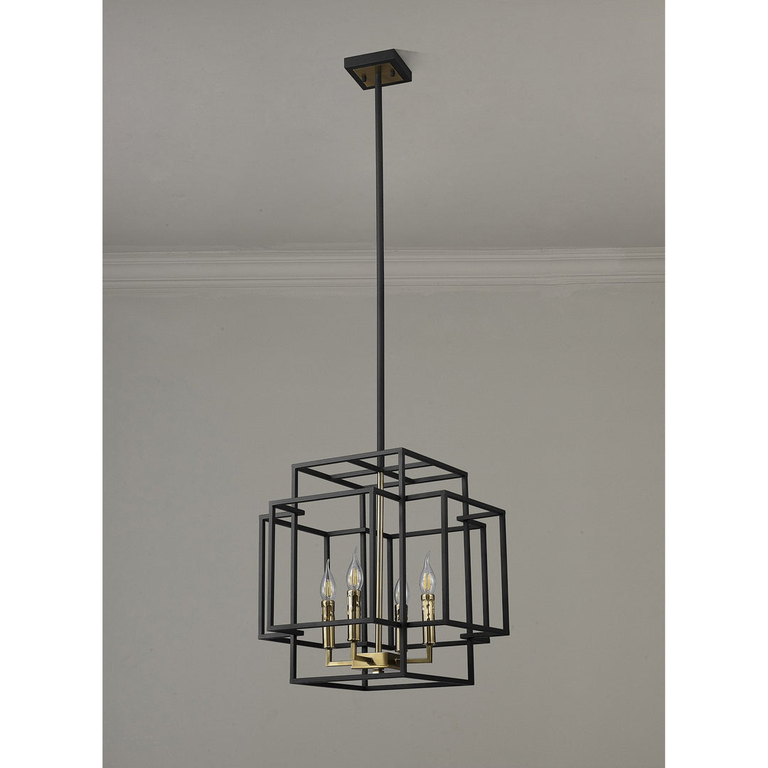 Nelson Lighting NL87999 Palit 4 Light Pendant Black Gold