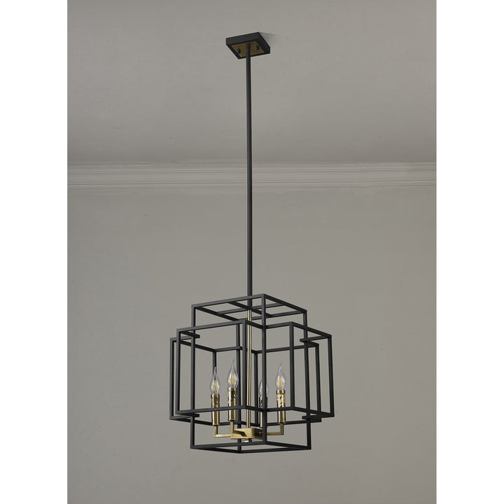 Nelson Lighting NL87999 Palit 4 Light Pendant Black Gold