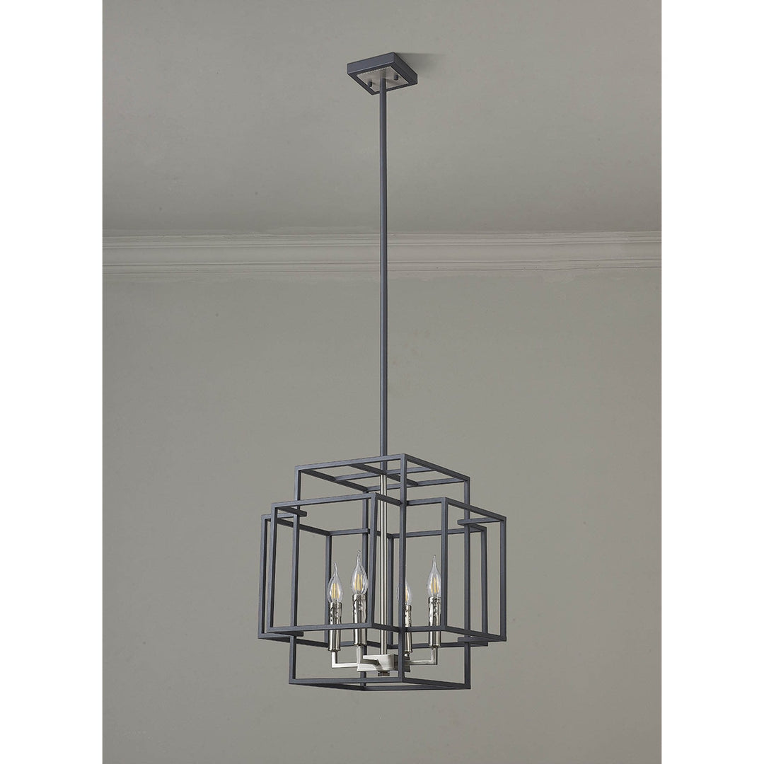 Nelson Lighting NL88009 Palit 4 Light Pendant Anthracite Satin Nickel