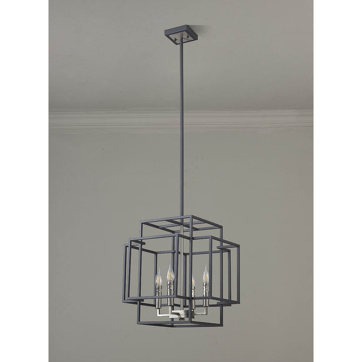 Nelson Lighting NL88009 Palit 4 Light Pendant Anthracite Satin Nickel