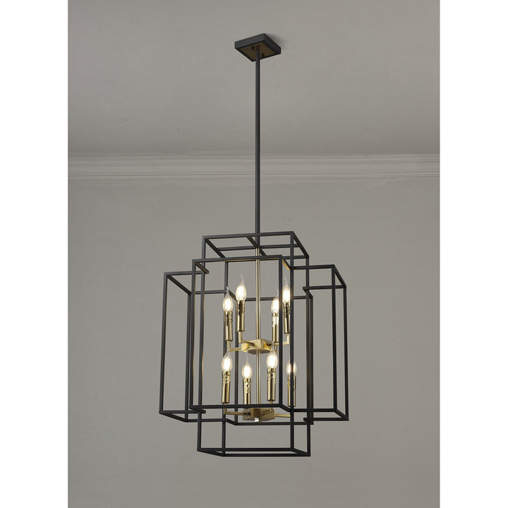 Nelson Lighting NL88019 Palit 8 Light Pendant Black Gold