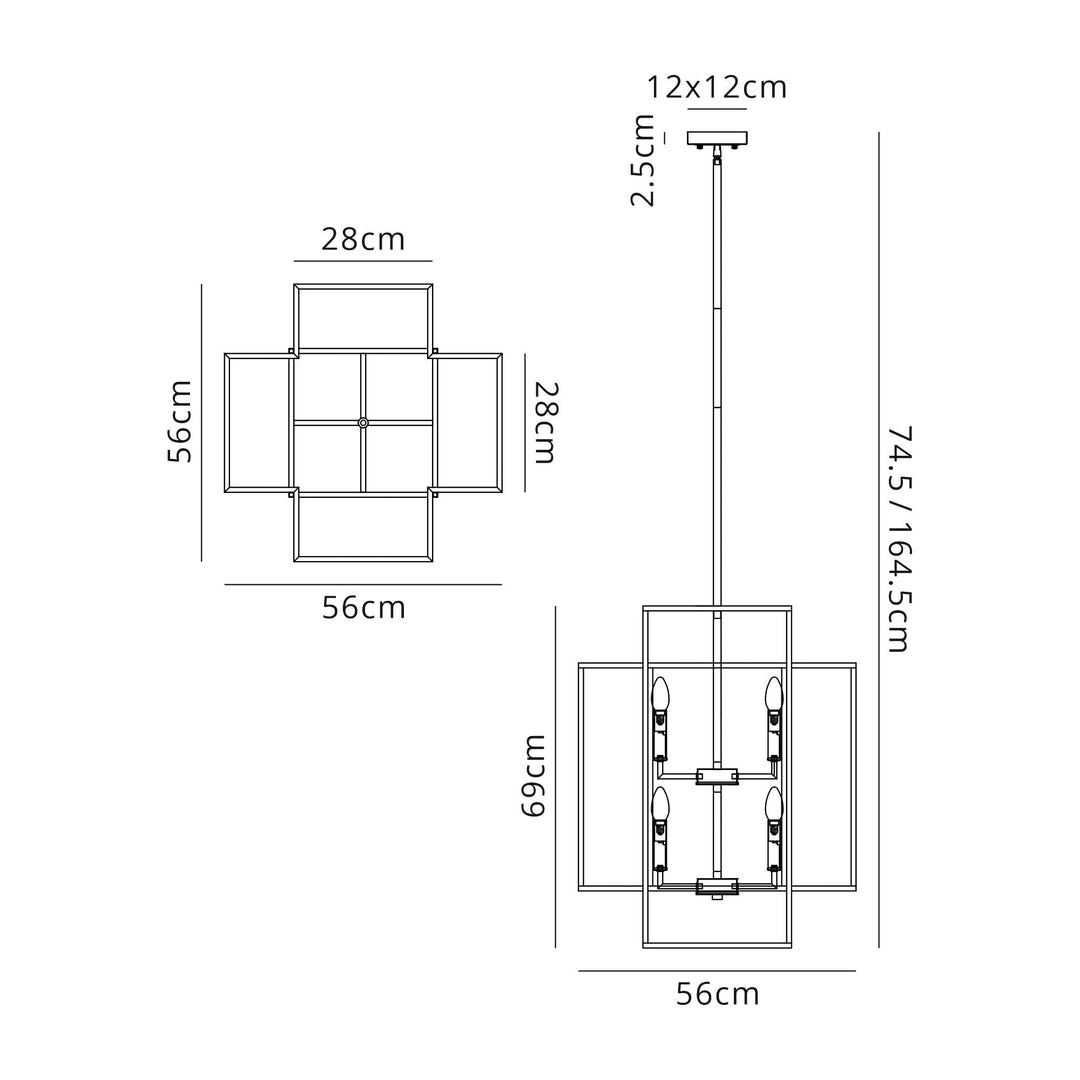 Nelson Lighting NL88029 Palit 8 Light Pendant Anthracite Satin Nickel