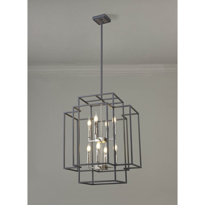 Nelson Lighting NL88029 Palit 8 Light Pendant Anthracite Satin Nickel