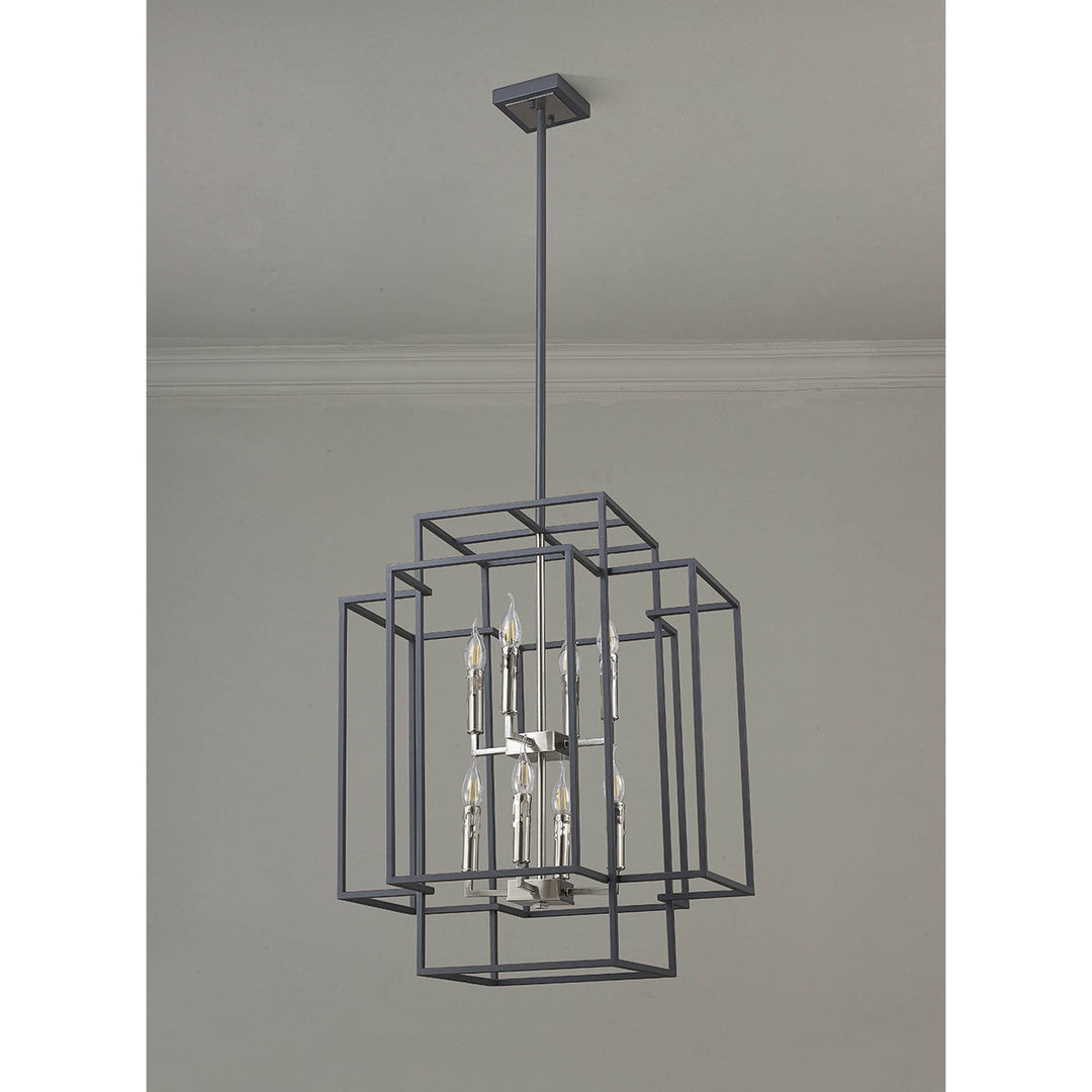 Nelson Lighting NL88029 Palit 8 Light Pendant Anthracite Satin Nickel