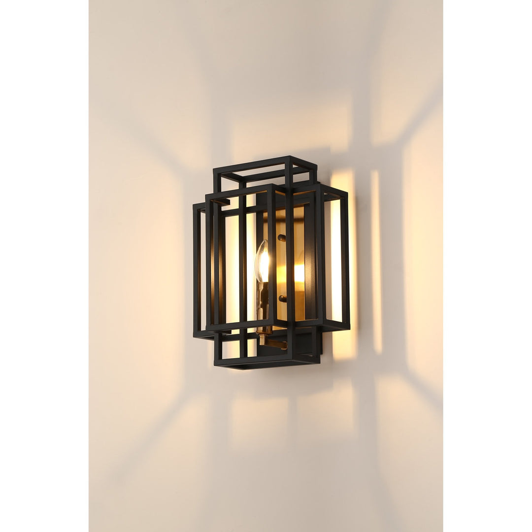 Nelson Lighting NL93769 Palit 1 Light Wall Light Black Gold