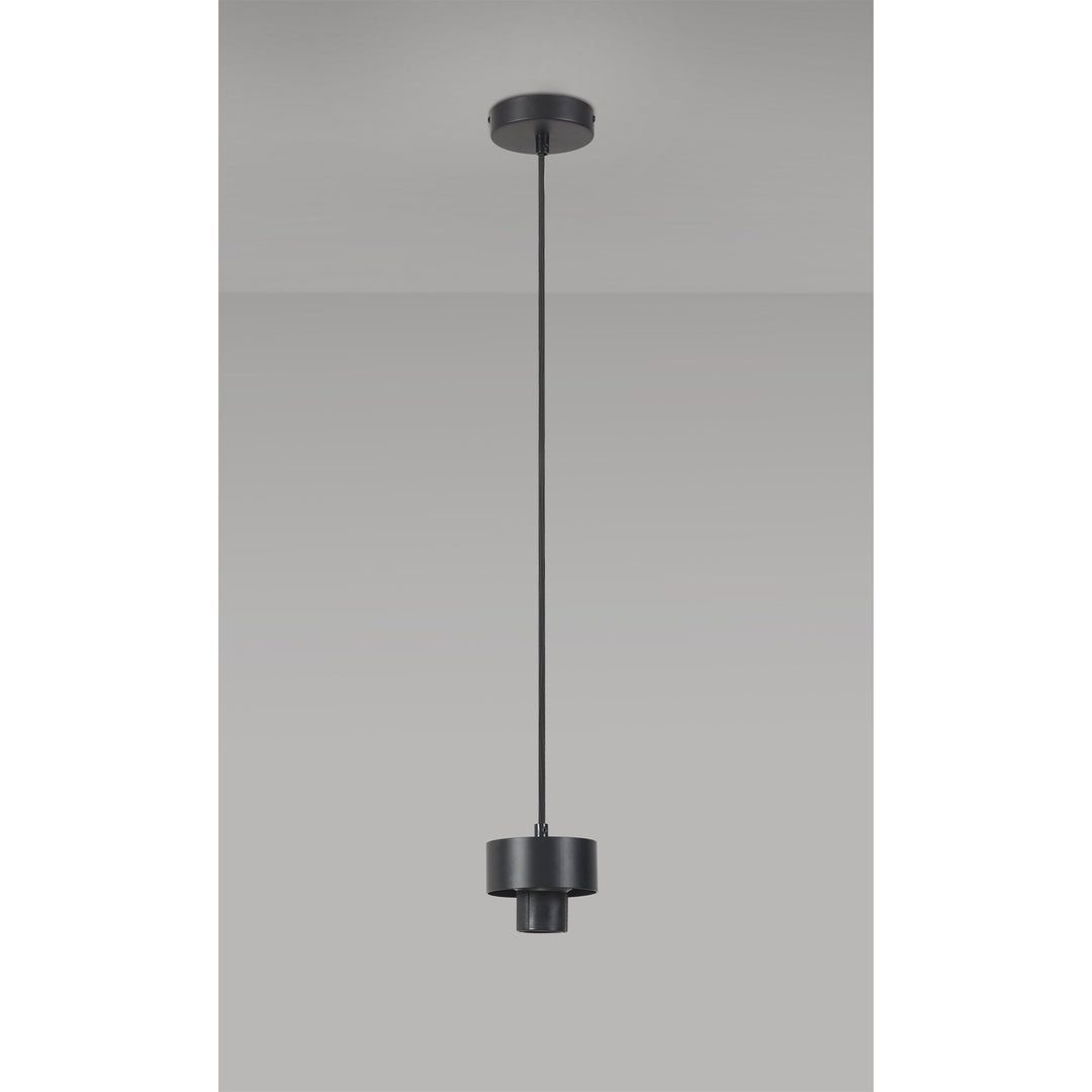 Nelson Lighting NL85509 Raibon Suspension Kit Matt Black / Black Fabric