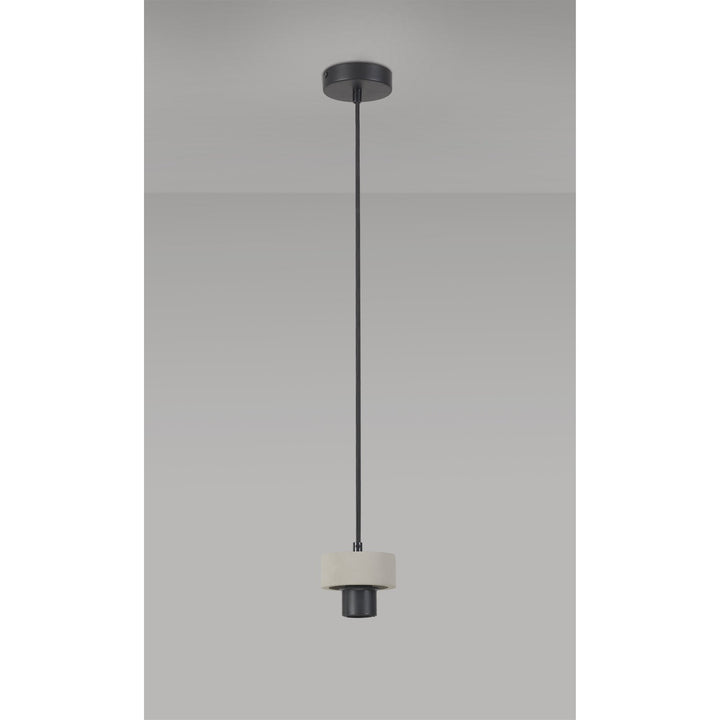 Nelson Lighting NL85529 Raibon Suspension Kit Matt Black / Concrete / Black Fabric