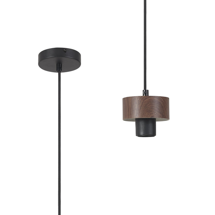 Nelson Lighting NL85539 Raibon Suspension Kit Matt Black / Walnut / Black Fabric