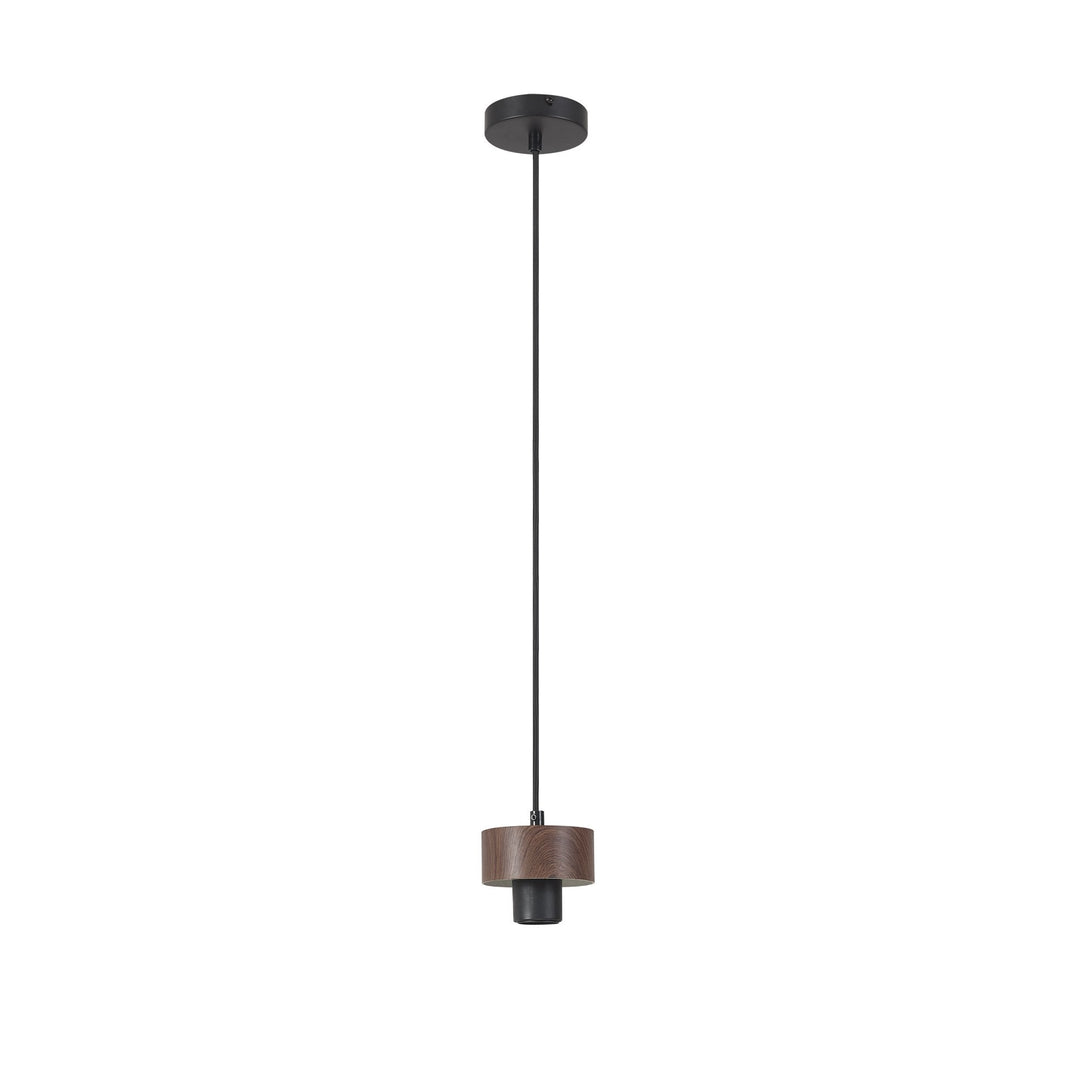 Nelson Lighting NL85539 Raibon Suspension Kit Matt Black / Walnut / Black Fabric