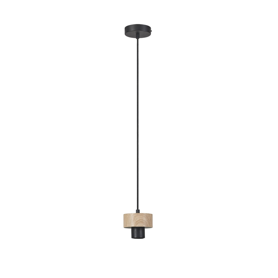 Nelson Lighting NL85549 Raibon Suspension Kit Matt Black / Teak / Black Fabric