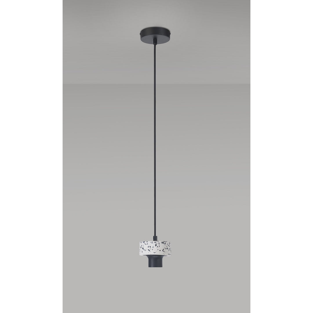 Nelson Lighting NL85569 Raibon Suspension Kit Terrazzo Marble / Black / Black Fabric