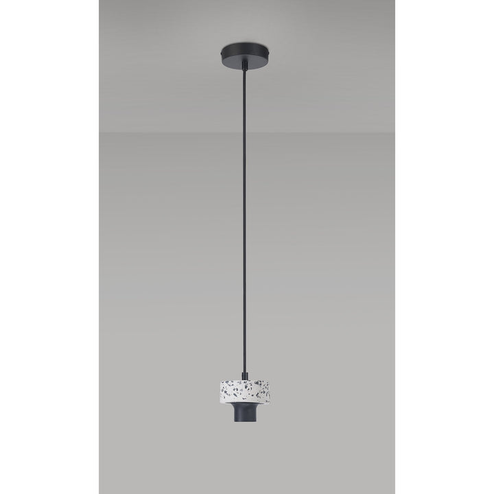 Nelson Lighting NL85569 Raibon Suspension Kit Terrazzo Marble / Black / Black Fabric