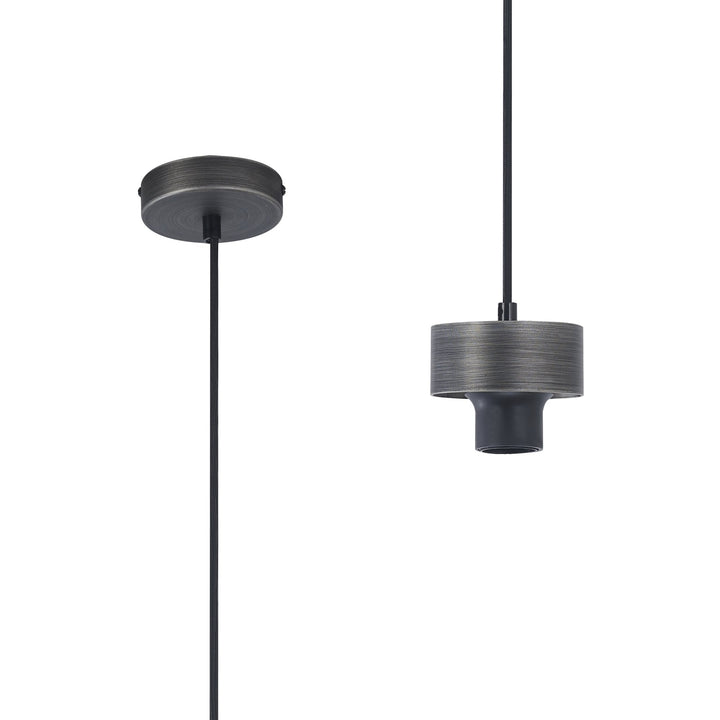 Nelson Lighting NL85599 Raibon Suspension Kit Aged Pewter / Black Fabric