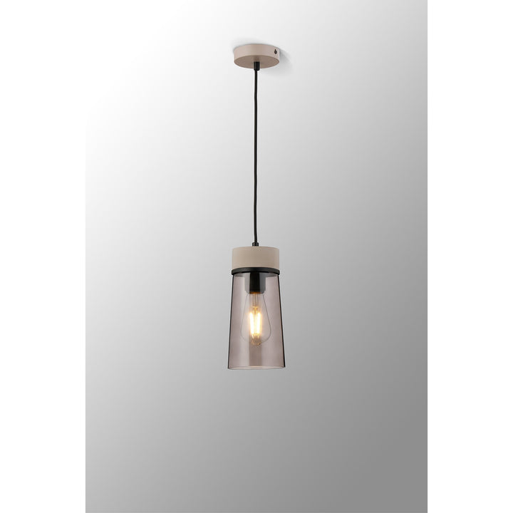 Nelson Lighting NLK15629 Raibon 1 Light Pendant Concrete Smoke