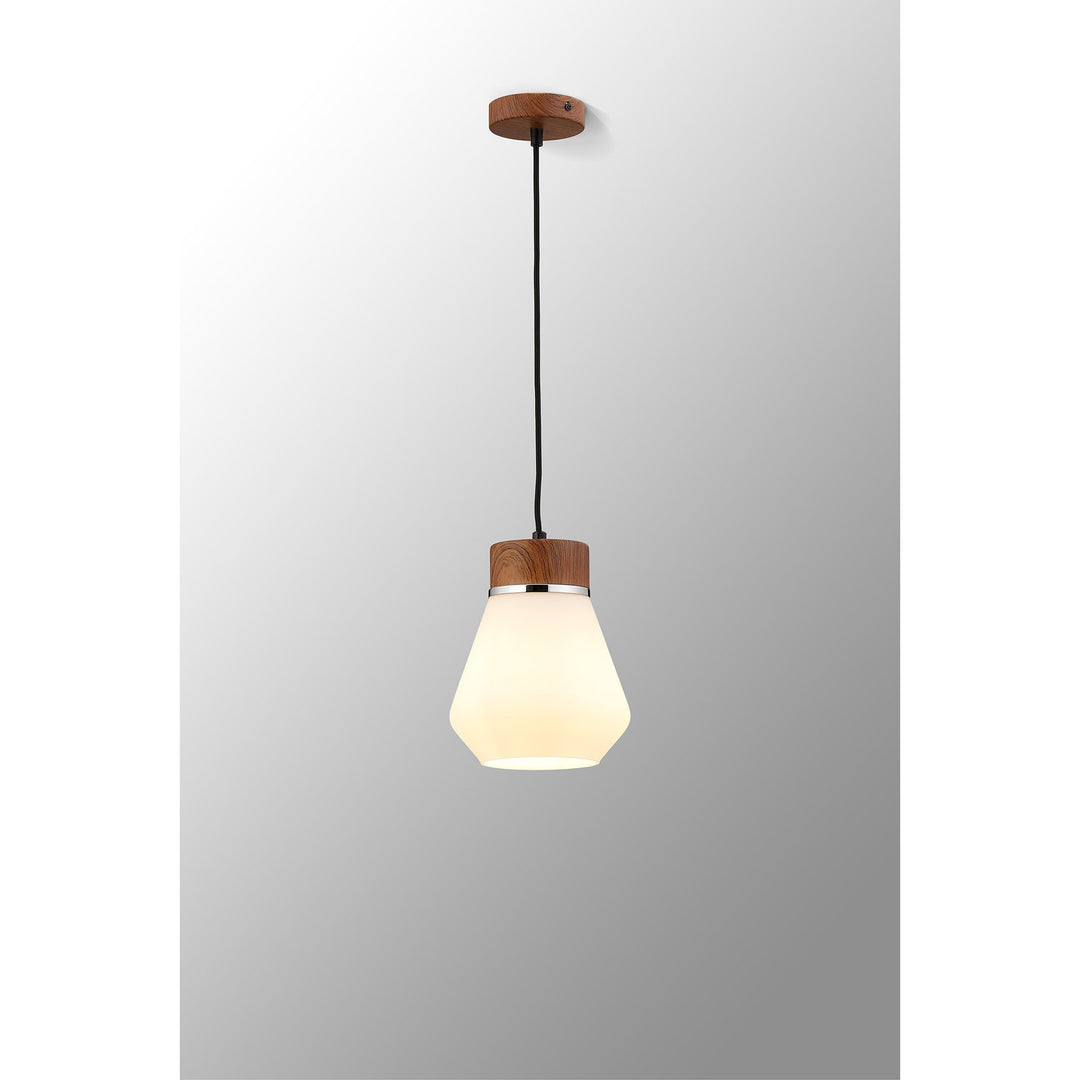 Nelson Lighting NLK15639 Raibon 1 Light Pendant Walnut Opal