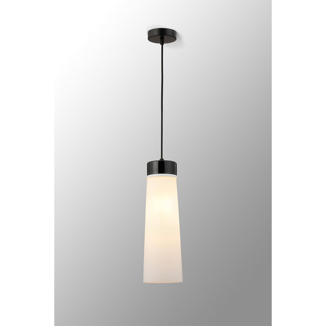 Nelson Lighting NLK15649 Raibon 1 Light Pendant Black Marble Opal