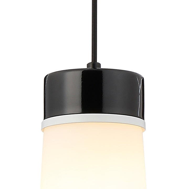 Nelson Lighting NLK15649 Raibon 1 Light Pendant Black Marble Opal