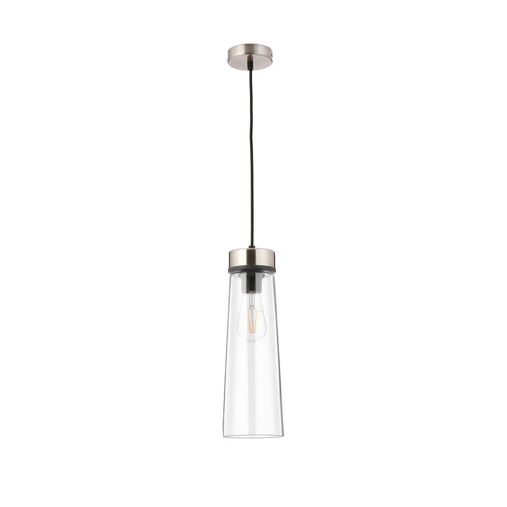 Nelson Lighting NLK15659 Raibon 1 Light Pendant Satin Nickel Clear