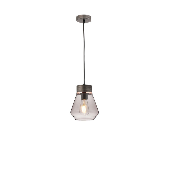 Nelson Lighting NLK15669 Raibon 1 Light Pendant Aged Pewter Smoke