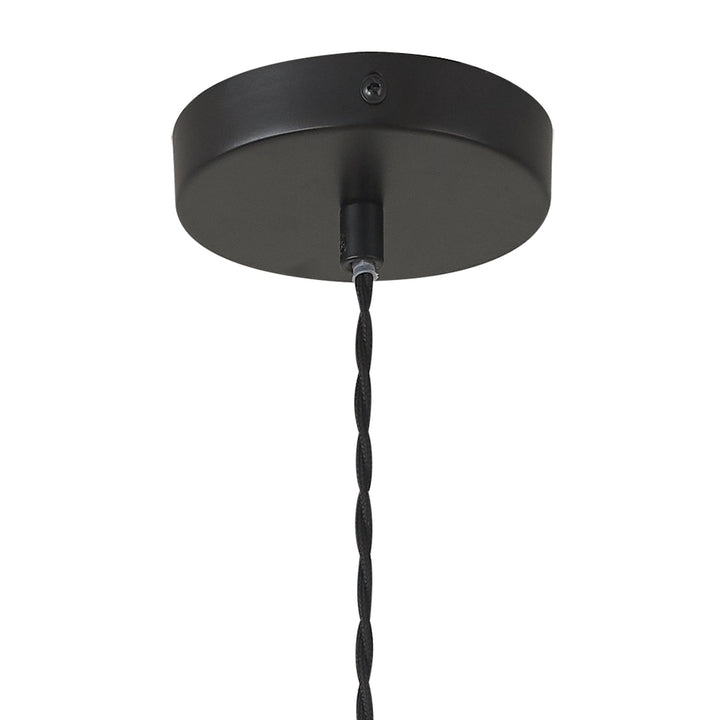 Nelson Lighting NL86399 Sabus Small Oval Ball Pendant 1 Light E27 Matt Black Suspension With Frosted White Glass Globe