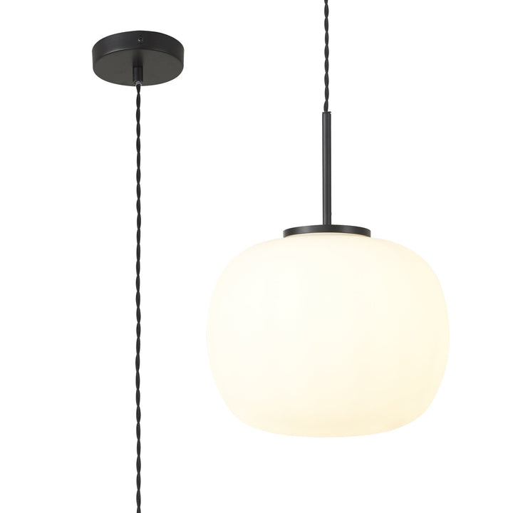 Nelson Lighting NL86409 | Sabus Medium Oval Ball Pendant | Frosted White Glass