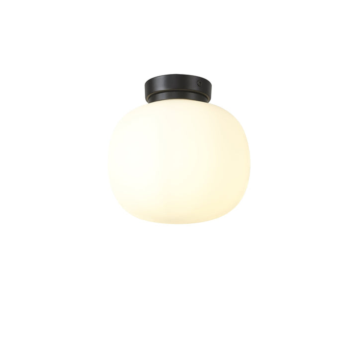 Nelson Lighting NL86419 Sabus 1 Light Flush Ceiling Light Matt Black Frosted White