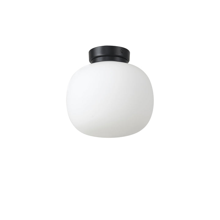 Nelson Lighting NL86419 Sabus 1 Light Flush Ceiling Light Matt Black Frosted White