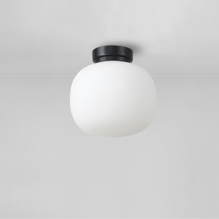 Nelson Lighting NL86419 Sabus 1 Light Flush Ceiling Light Matt Black Frosted White