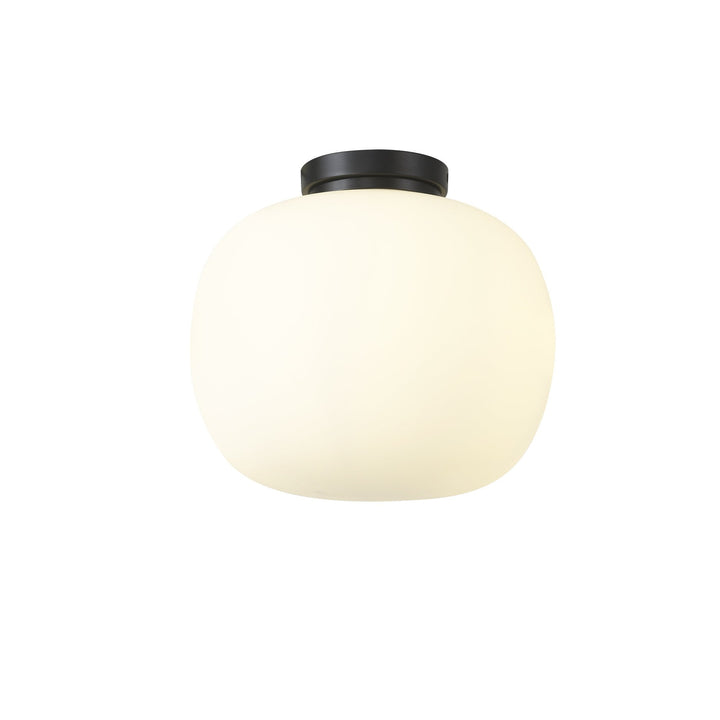 Nelson Lighting NL86429 Sabus 1 Light Flush Ceiling Light Matt Black Frosted White