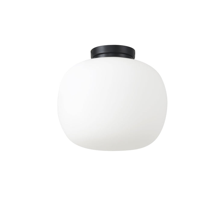 Nelson Lighting NL86429 Sabus 1 Light Flush Ceiling Light Matt Black Frosted White