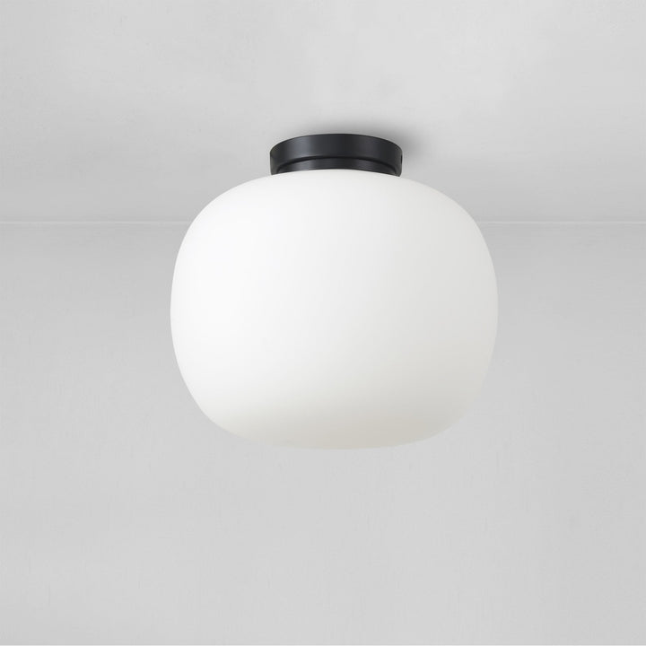 Nelson Lighting NL86429 Sabus 1 Light Flush Ceiling Light Matt Black Frosted White