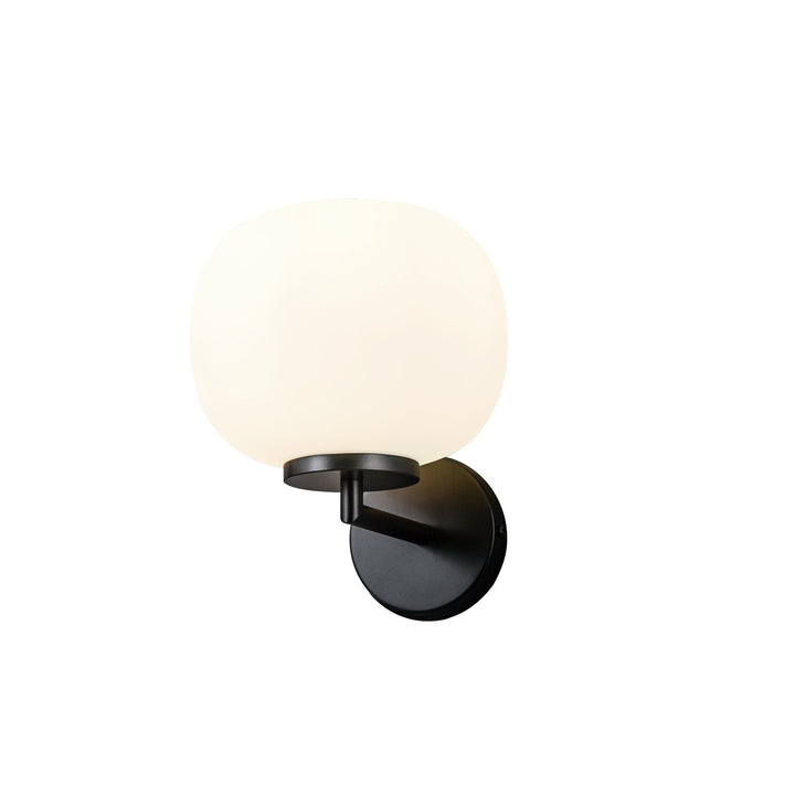 Nelson Lighting NL86479 Sabus 1 Light Wall Light Matt Black Frosted White