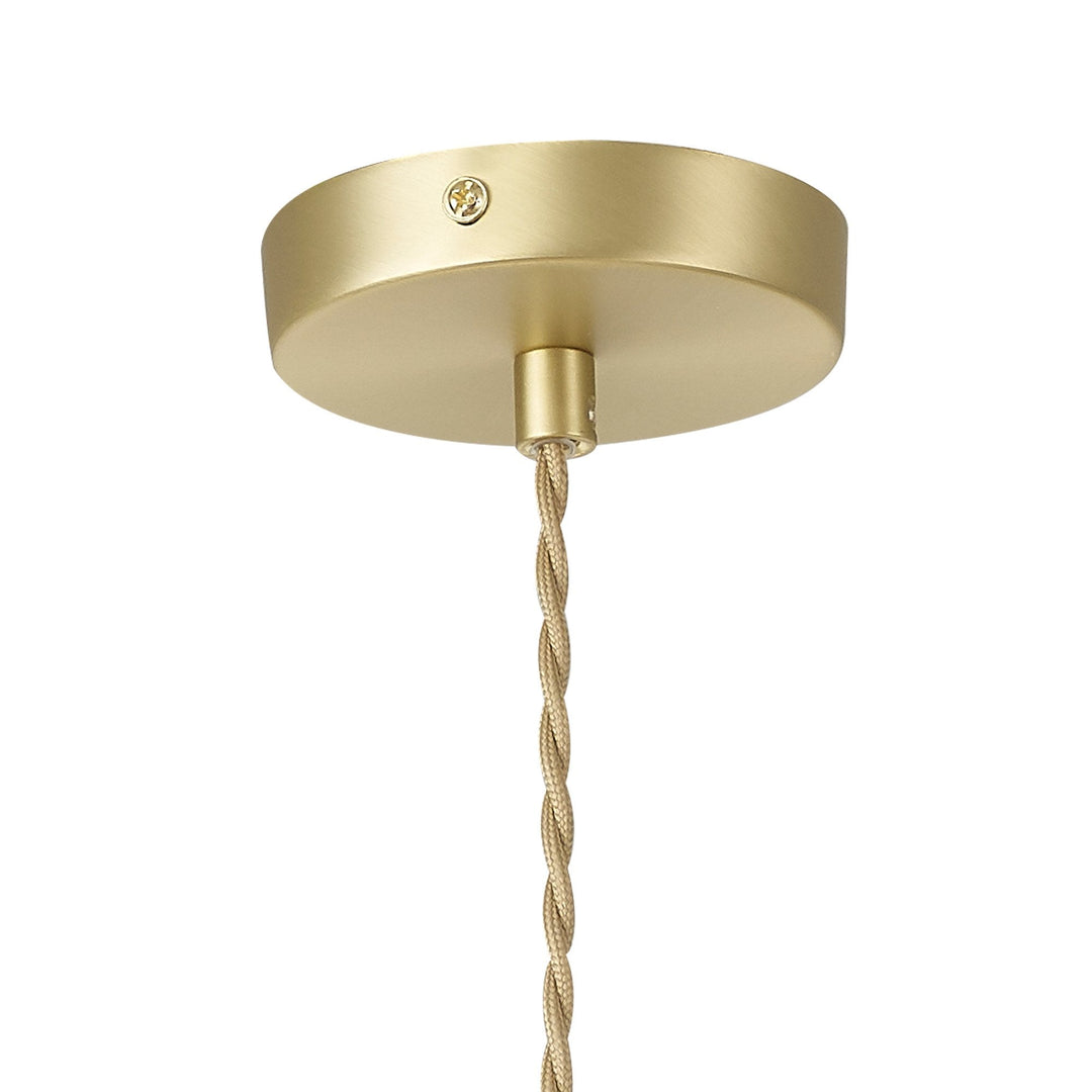 Nelson Lighting NL86489 Sabus Small Oval Ball Pendant 1 Light E27 Satin Gold Suspension With Frosted White Glass Globe