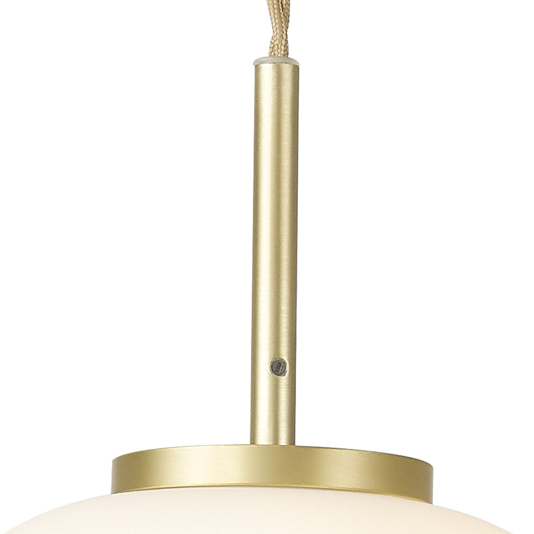 Nelson Lighting NL86489 Sabus Small Oval Ball Pendant 1 Light E27 Satin Gold Suspension With Frosted White Glass Globe