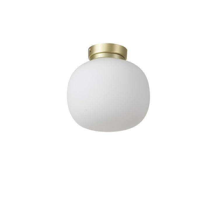 Nelson Lighting NL86509 | Sabus 1 Light Flush Ceiling Light | Satin Gold & Frosted White