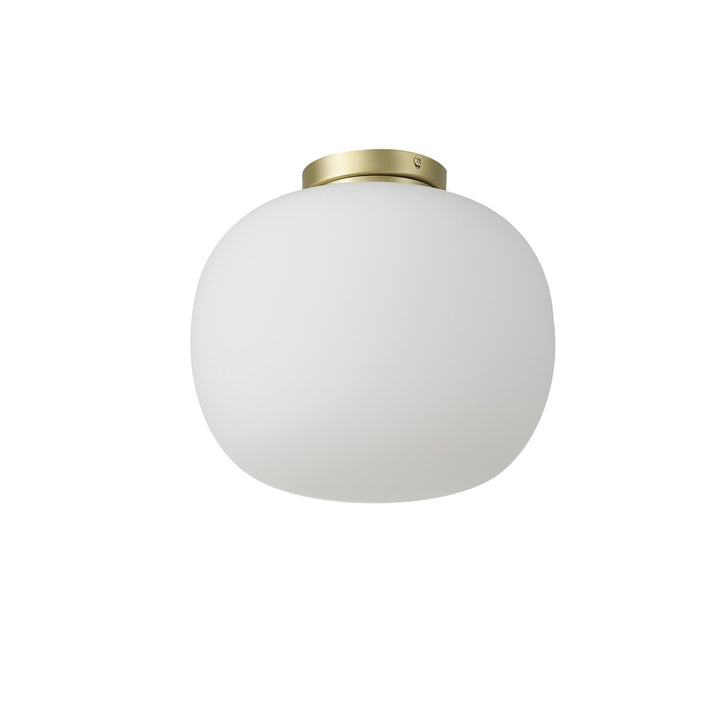 Nelson Lighting NL86519 Sabus 1 Light Flush Ceiling Light Satin Gold Frosted White