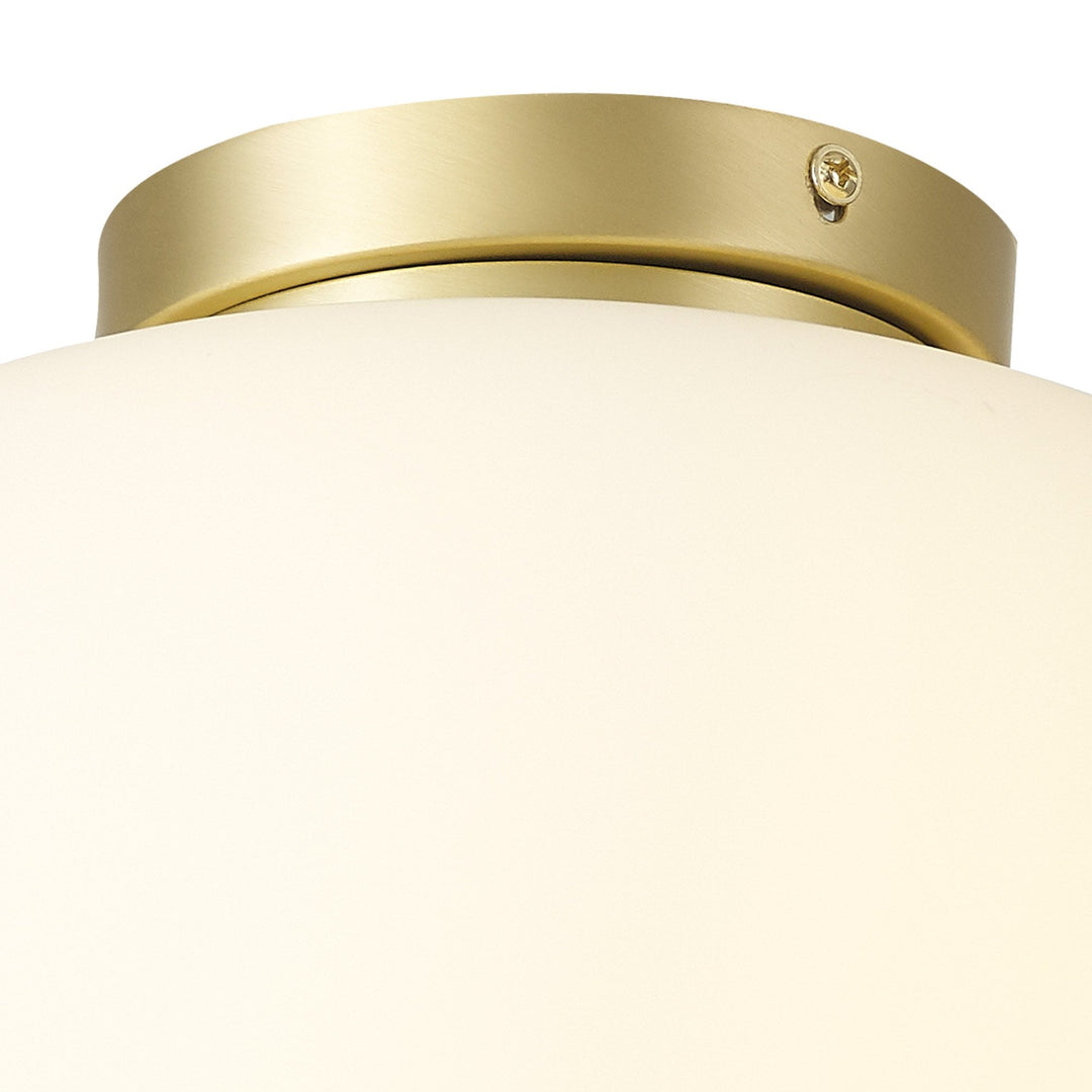 Nelson Lighting NL86519 Sabus 1 Light Flush Ceiling Light Satin Gold Frosted White