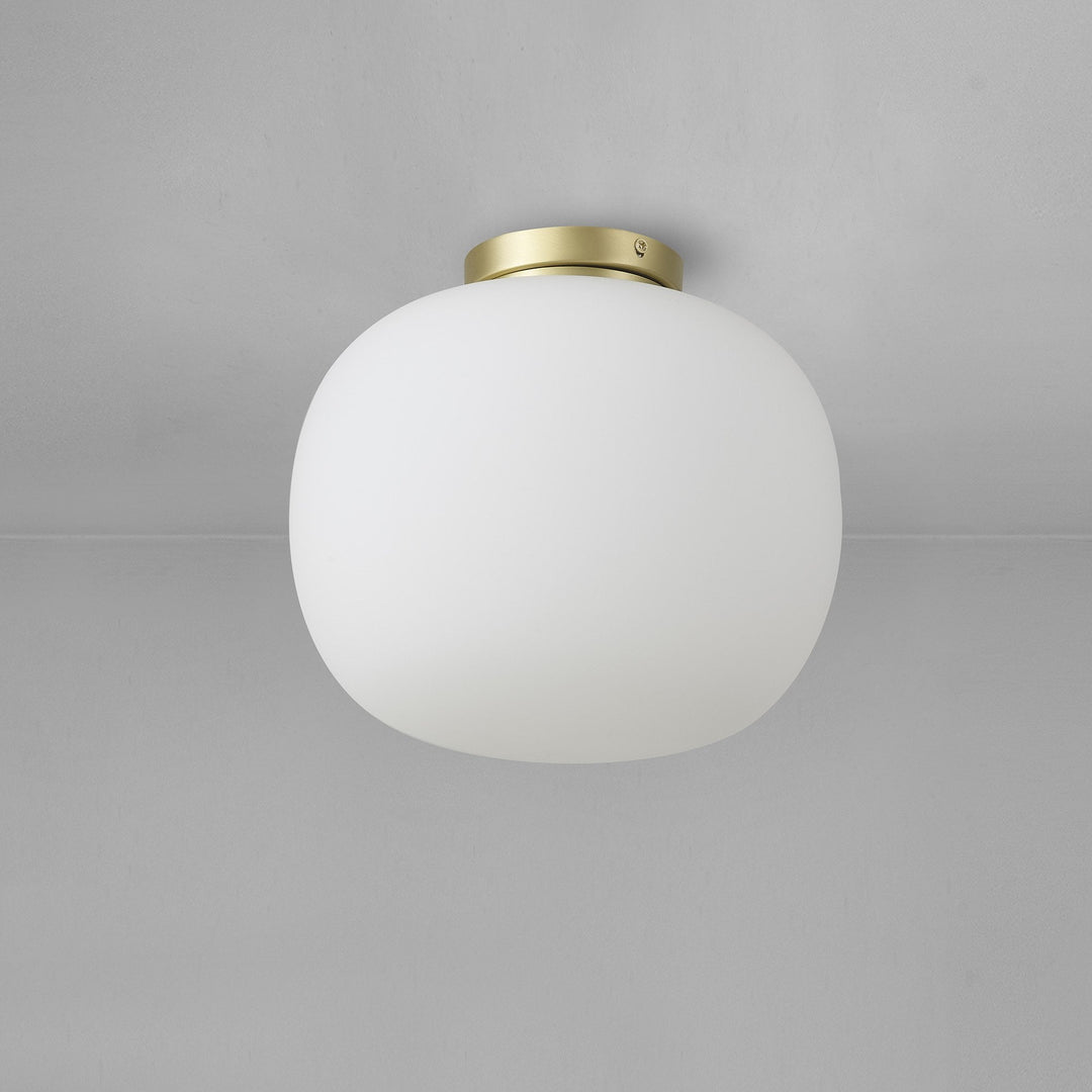 Nelson Lighting NL86519 Sabus 1 Light Flush Ceiling Light Satin Gold Frosted White