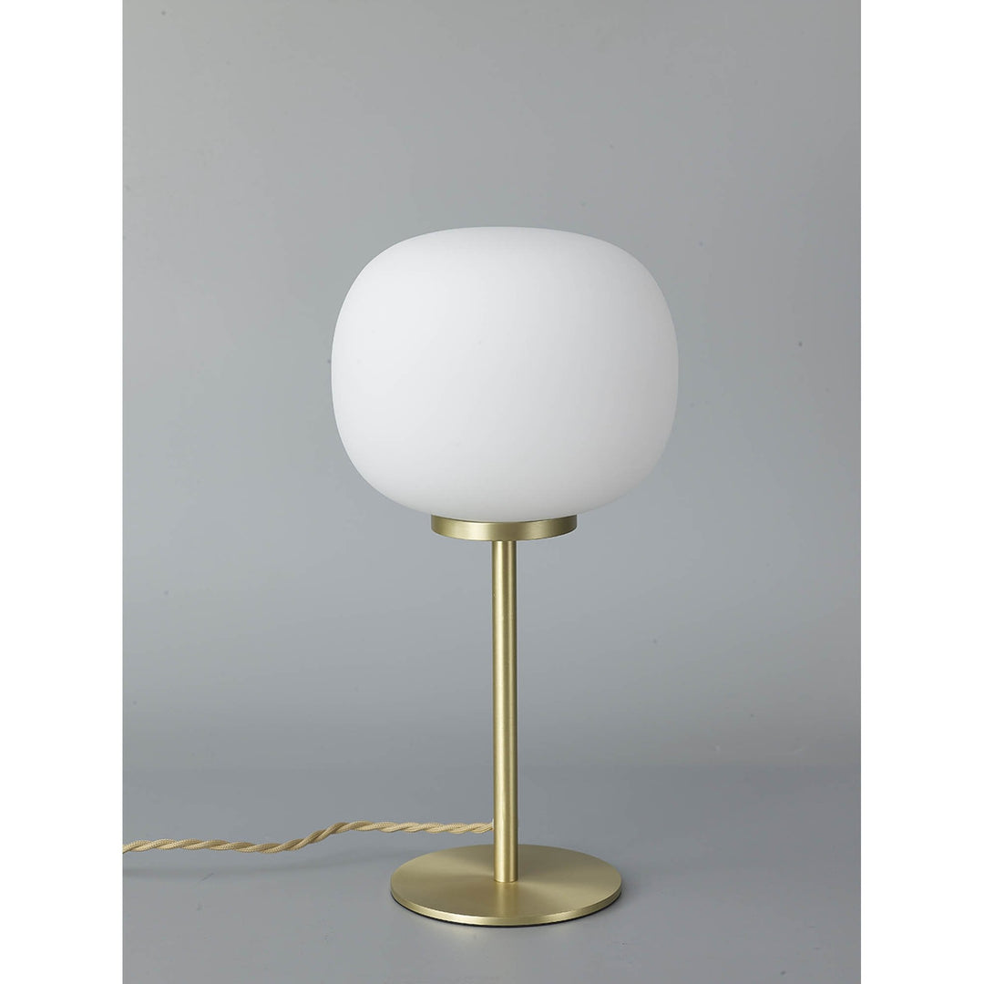 Nelson Lighting NL86549 Sabus 1 Light Table Lamp Satin Gold Frosted White