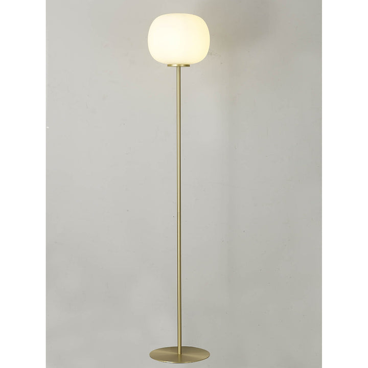 Nelson Lighting NL86559 Sabus 1 Light Floor Lamp Satin Gold Frosted White