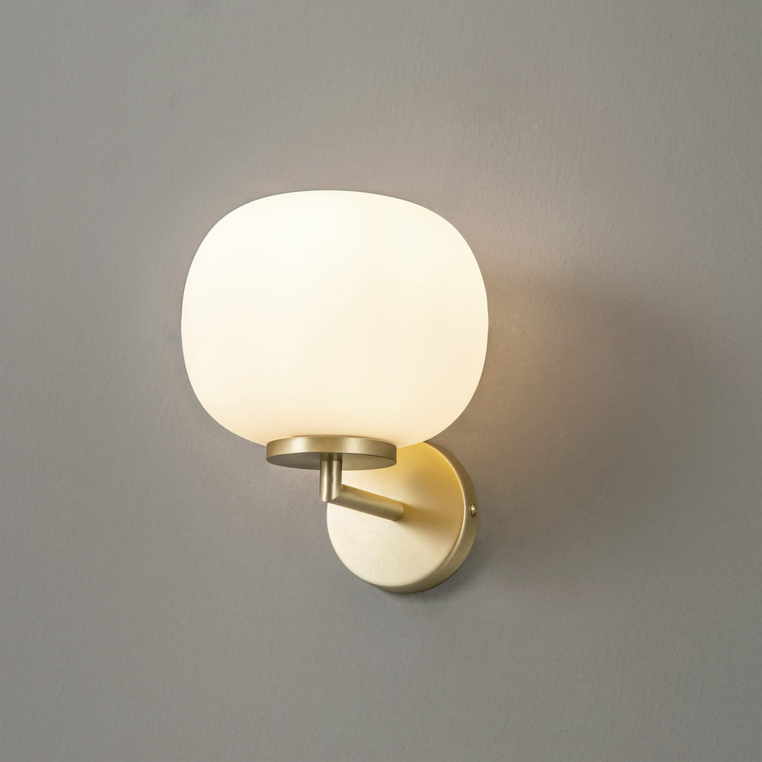 Nelson Lighting NL86569 Sabus 1 Light Wall Light Satin Gold Frosted White