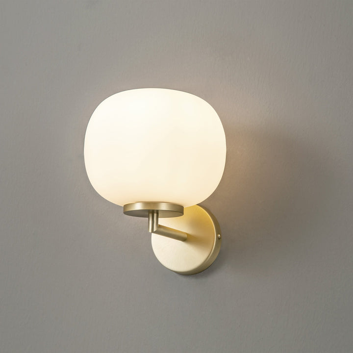 Nelson Lighting NL86569 Sabus 1 Light Wall Light Satin Gold Frosted White