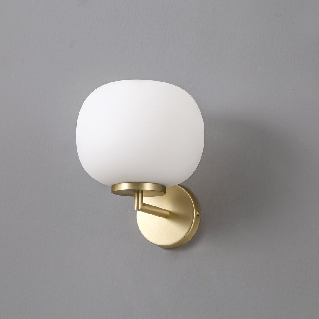 Nelson Lighting NL86569 Sabus 1 Light Wall Light Satin Gold Frosted White