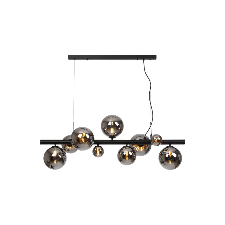 Nelson Lighting NL9040/CH9 Prague 9 Light Linear Pendant Satin Black Chrome Plated