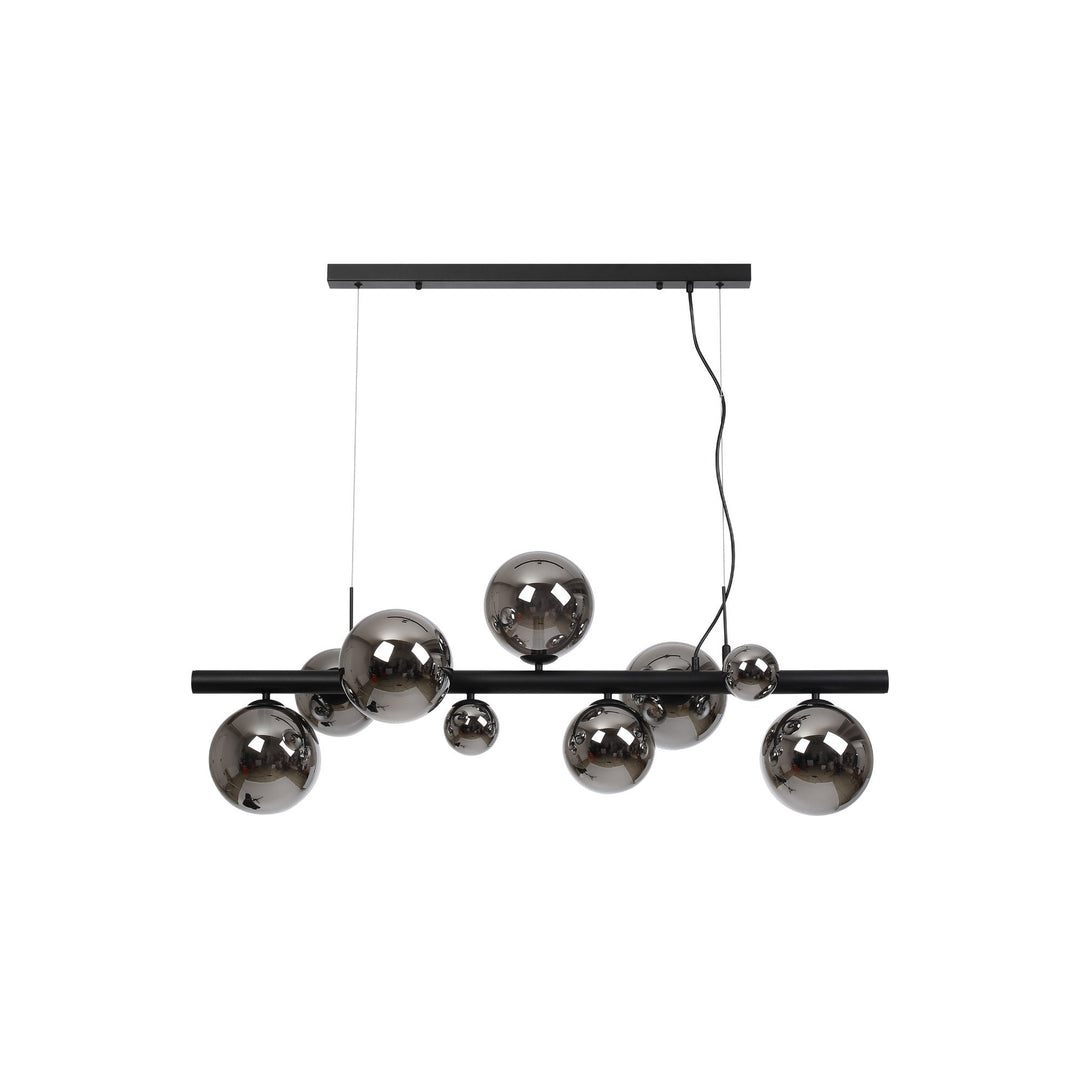 Nelson Lighting NL9040/CH9 Prague 9 Light Linear Pendant Satin Black Chrome Plated