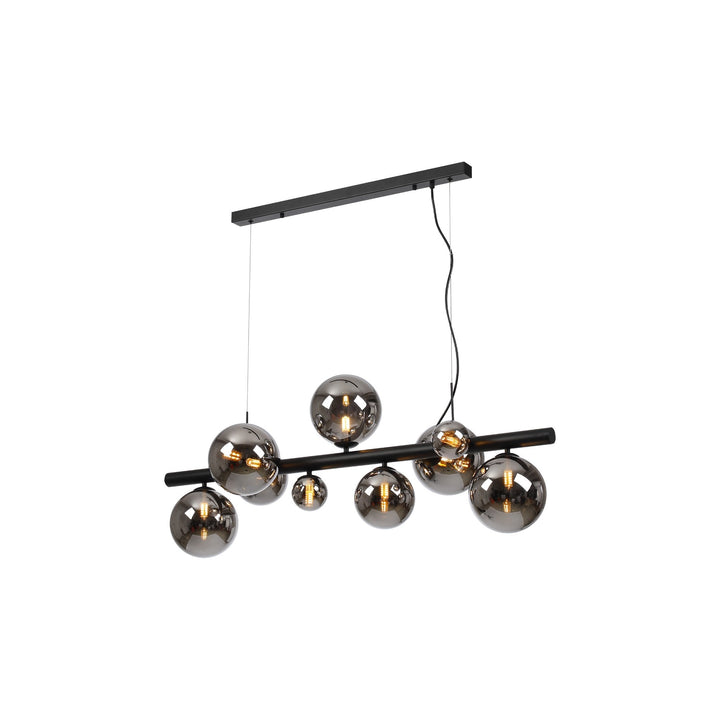 Nelson Lighting NL9040/CH9 Prague 9 Light Linear Pendant Satin Black Chrome Plated